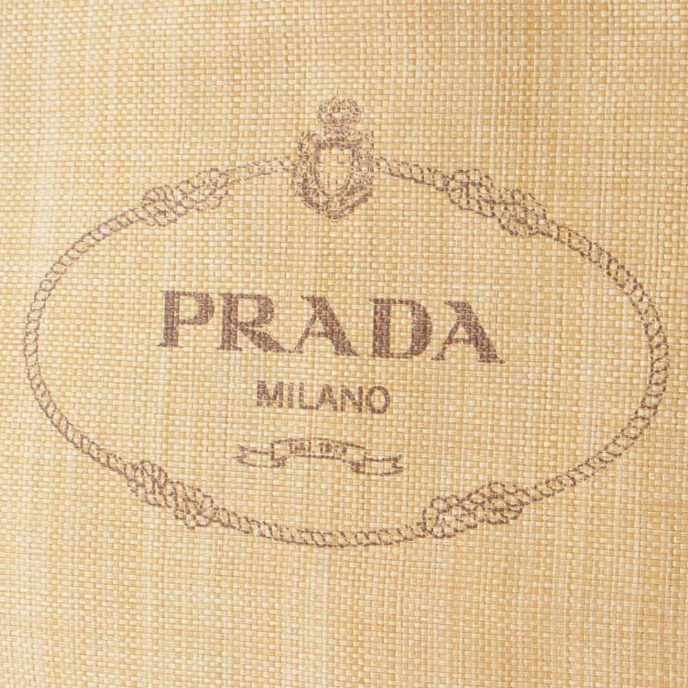 Prada Raffia Shopper Bag Resort Limited Edition Logo Beige Tan - Picture 8 of 10